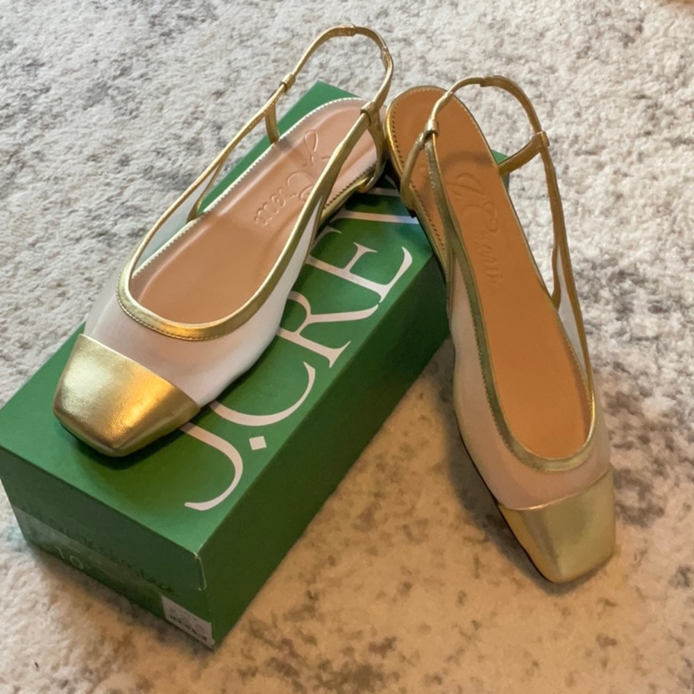 J Crew mesh metallic slingback